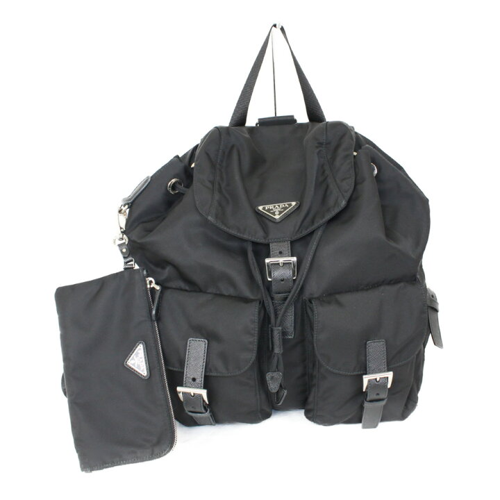 楽天市場】PRADA プラダ ポーチ付きバックパック 1BZ811 NERO ブラック  