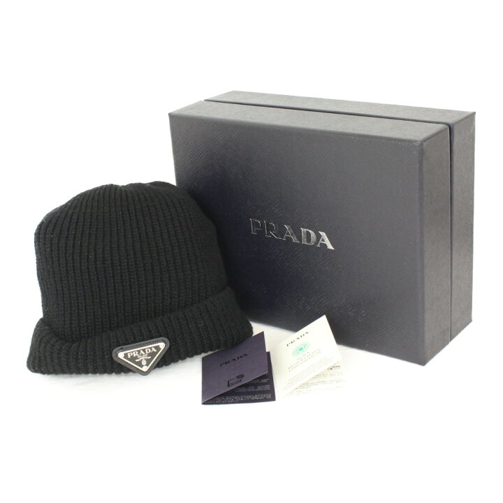 楽天市場】PRADA プラダ 三角ロゴプレート ニット帽 UMD489 サイズS 