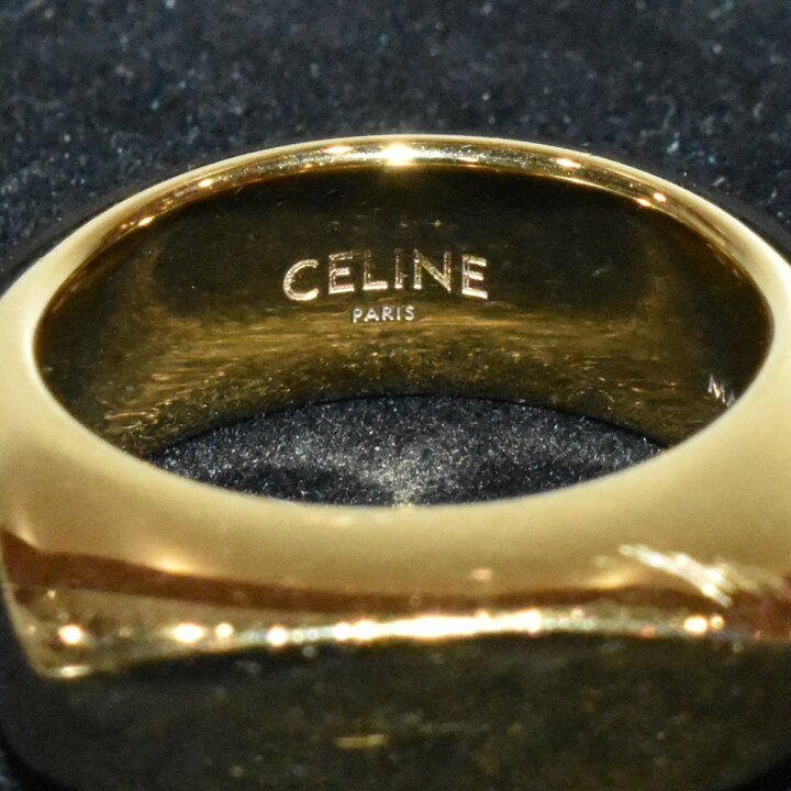 楽天市場】CELINE セリーヌ スクエアリング メッキ YG イエロー  