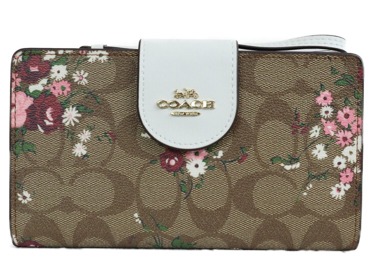楽天市場】【布袋あり】COACH コーチ 2つ折り財布 C3722 ベージュ系  