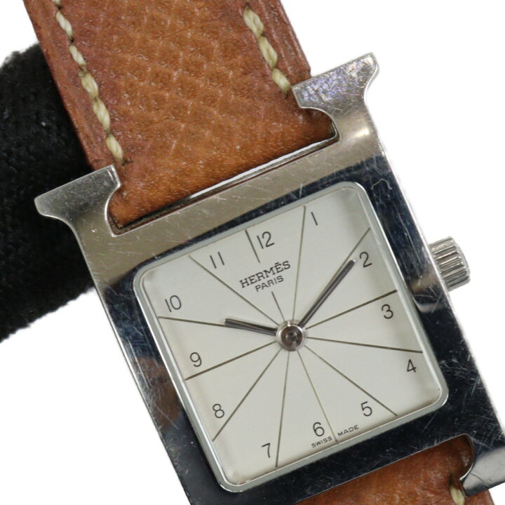 エルメス HERMES 腕時計 Hウォッチ HH1.210 スクエア アイボリー  