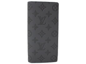 【布袋あり】LOUIS VUITTON　ルイヴィトン　ポルトフォイユ・ブラザ　M81335　長財布　ウォレット　モノグラム・シャドウ　グレー　シンプル　メンズ　ギフト　プレゼント包装可【中古】松前R56号店