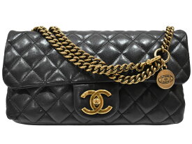【布袋・ギャラあり】CHANEL　シャネル　マトラッセ25　レザー　ブラック　ゴールド金具　チェーンショルダー　ショルダーバッグ　レディース　シンプル　ギフト　プレゼント包装可　【中古】　松山久万ノ台店
