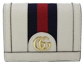 【箱・布袋あり】GUCCI　グッチ　コンパクトウォレット　折りたたみ財布　523155　シェリーライン　アイボリー系　メンズ　レディース　ユニセックス　ギフト　プレゼント包装可【中古】松前R56号店