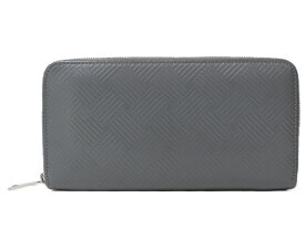 BOTTEGA VENETA　ボッテガヴェネタ　ラウンドファスナー長財布　593217　グレー　レザー　シンプル　メンズ　ギフト　プレゼント包装可【中古】松前R56号店