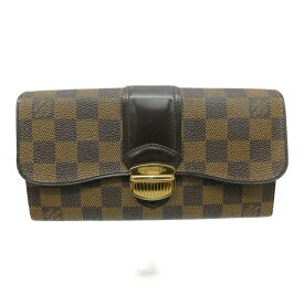 LOUIS VUITTON　ルイヴィトン　ポルトフォイユ・システィナ　N61747　二つ折り長財布　ロングウォレット　ダミエ・エベヌ　ブラウン系　ゴールド金具　レディース　プレゼント包装【中古】新居浜店