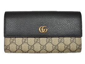 【箱・布袋あり】GUCCI　グッチ　ダブルGレザーコンチネンタルウォレット　456116　長財布　GGスプリームキャンバス　ブラック系×ベージュ系　レディース　メンズ　ユニセックス　ギフト　プレゼント包装可【中古】松山久万ノ台店