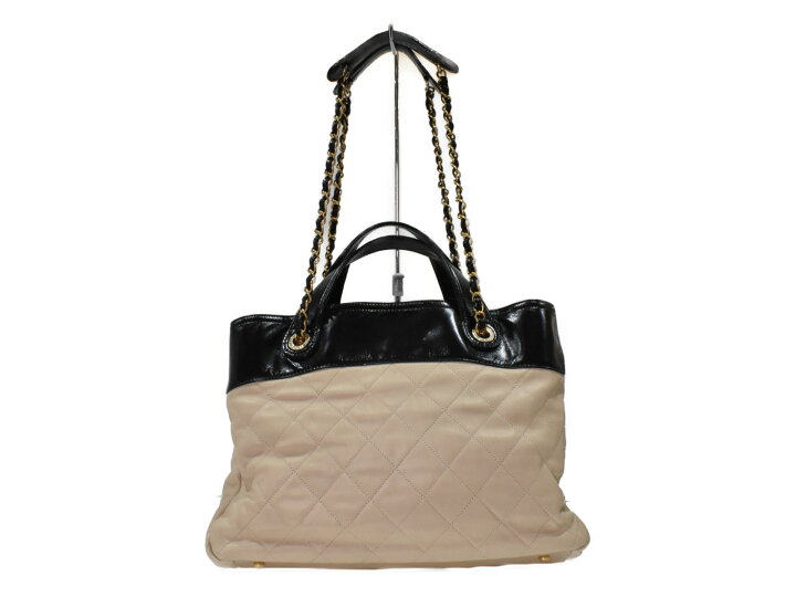楽天市場】【中古品】CHANELチェーントート インザミックス ベージュ系 