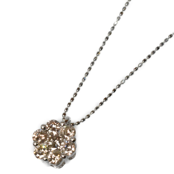 楽天市場】【中古品】フラワーモチーフネックレス K18WG、D1.00ct 