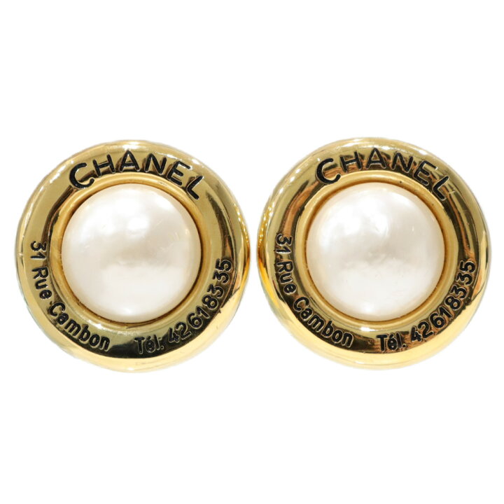 楽天市場】CHANEL シャネル フェイクマベパールイヤリング ゴールド 