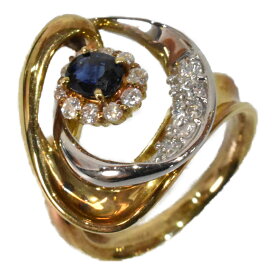 【中古品】　フラワーモチーフコンビリング 　イエローゴールド×ホワイトゴールド K18、Pt900 9.1g指輪　ジュエリー　アクセサリー　レディース　おしゃれ　ファッション　人気　ギフト　プレゼント包装可【中古】松山久万ノ台店