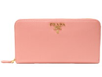PRADA プラダ 長財布 サフィアーノレザー フラップ メタルバー ピンク 