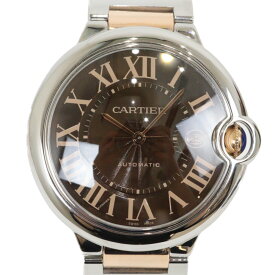 【オーバーホール・ポリッシュ済】Cartier　カルティエ　バロンブルーLM　W6920032　自動巻き　デイト　PG　SS　ピンクゴールド　コンビ　ブラウン　メンズ　腕時計 ウォッチ　プレゼント包装　ギフト【中古】松前R56号店