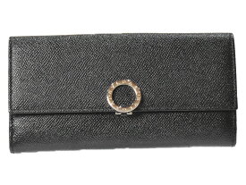 【箱あり】BVLGARIブルガリブルガリ長財布 ブラック×ブルー レザー 長財布　ロングウォレット　メンズ　レディース　シルバー金具　シンプル　ギフト　プレゼント包装可【中古】松山久万ノ台店