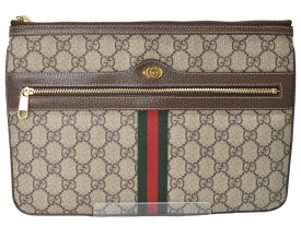 【布袋あり】GUCCI　グッチ　GGスプリームクラッチバッグ　オフィディア　シェリーライン　ブラウン　レッド　グリーン　GGスプリーム キャンバス　カジュアル　シンプル　メンズ　ギフト　プレゼント包装可【中古】松山久万ノ台店