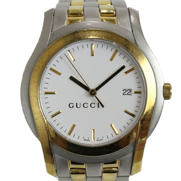 楽天市場】GUCCI グッチ 5500XL クオーツ デイト SS ゴールドメッキ  