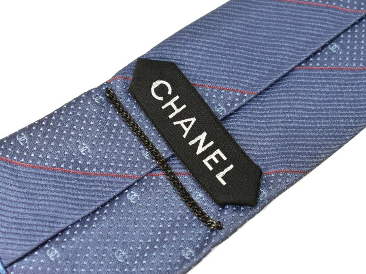楽天市場】CHANEL シャネル ストライプタイ ネクタイ ブルー系×レッド 