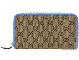 GUCCI　グッチ　ラウンドファスナー長財布　363423　GGキャンバス×レザー　ベージュ×ブルー　長財布　ウォレット　レディース　メンズ　ユニセックス　ギフト　プレゼント包装可　【中古】松山朝生田店