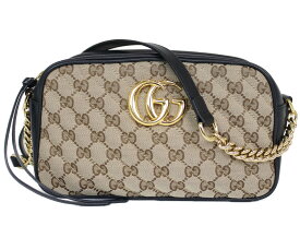 GUCCI　グッチ　チェーンショルダーバッグ　447632　キャンバス×レザー　ブラック×ベージュ　ニオイあり　レディース　ギフト　プレゼント包装可【中古】松前R56号店