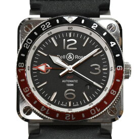 BELL＆ROSS　ベル＆ロス　BR03 GMT BLACK　BR0393-BL-ST/SCA　自動巻き　ステンレススチール　42mm　ブラック×レッド　回転ベゼル　ブラック文字盤　反射防止サファイアクリスタル　100m防水　メンズ　腕時計【中古】松山久万ノ台店