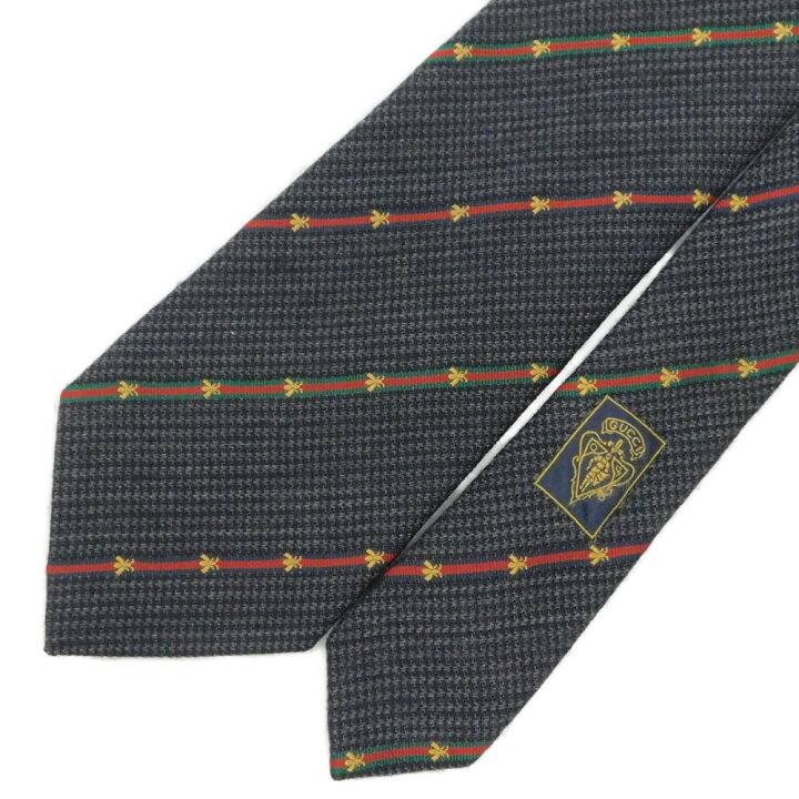 楽天市場】GUCCI グッチ 蜂柄 ネクタイ グレー系 グリーン レッド  