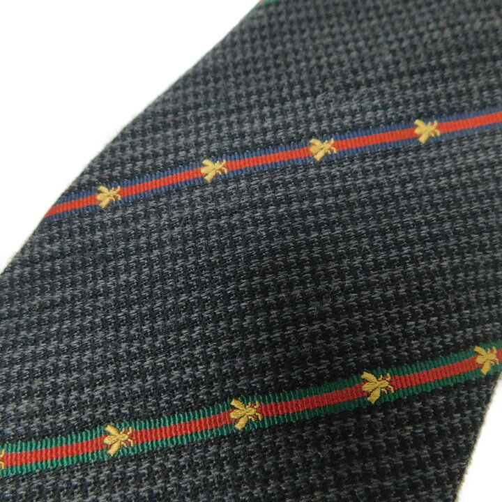 楽天市場】GUCCI グッチ 蜂柄 ネクタイ グレー系 グリーン レッド  