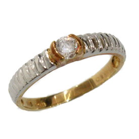 K18　イエローゴールド　Pt900　プラチナ　リング　ダイヤモンド　0.22ct　コンビ　11.5号　一粒　レディース　指輪　ジュエリー　プレゼント包装可　ギフト【中古】松山朝生田店