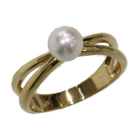 【ポリッシュ済】K18　イエローゴールド　リング　パール　真珠　一粒　12号　シンプル　レディース　指輪　ジュエリー　プレゼント包装可　ギフト【中古】松山朝生田店