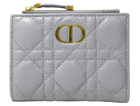 Christian Dior　クリスチャンディオール　Dior Caro Dahlia ウォレット　ブルー系　レザー　レディース　メンズ　ユニセックス　ブランド　人気　定番　ミニ財布　コンパクト　シンプル　ギフト　プレゼント包装可【中古】松前R56号店