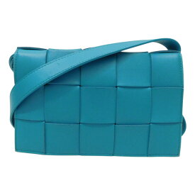 BOTTEGA VENETA ボッテガヴェネタ カセットイントレチャート クロスボディ ショルダーバッグ ブルー　ターコイズ系　レザー　レディース　メンズ　ユニセックス　可愛い　人気　ギフト　プレゼント包装可【中古】 新居浜店