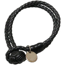 BOTTEGA VENETA　ボッテガ・ヴェネタ　イントレチャート　ブレスレット　ブラック　レザー　アクセサリー　小物　定番　メンズ　プレゼント包装可　ギフト【中古】松山朝生田店