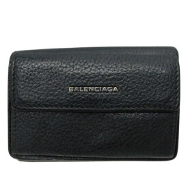 BALENCIAGA　バレンシアガ　コンパクトウォレット　410133　ブラック　黒　3つ折り財布　ミニ財布　メンズ　レディース　プレゼント包装　ギフト【中古】新居浜店