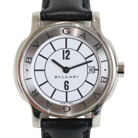 BVLGARI　ブルガリ　ソロテンポ　ST29S　クオーツ　デイト　SS　革ベルト　ホワイト　ブラック　レディース　メンズ　ユニセックス　腕時計　ウォッチ　プレゼント包装　ギフト【中古】松前R56号店