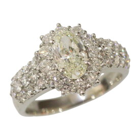 【鑑定書付】Pt900　プラチナ　リング　ダイヤモンド　1.033ct　1.17ct　14号　7.6g　ゴージャス　レディース　指輪　ジュエリー　プレゼント包装可　ギフト【中古】松前R56号店