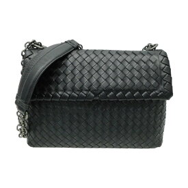 【ミラー付き】BOTTEGA VENETA　ボッテガヴェネタ　イントレチャートチェーンショルダー　肩掛け　斜め掛け　2WAY　ブラック　黒　レディース　ギフト　プレゼント包装可【中古】新居浜店