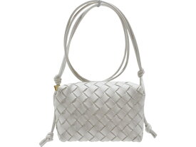 【布袋あり】BOTTEGA VENETA　ボッテガ・ヴェネタ　ミニループカメラバッグ　ラムスキン　イントレチャートレザー　クロスボディミニバッグ　ショルダーバッグ　ホワイト　白色　レディース　シンプル　カジュアル　ギフト　プレゼント包装可【中古】松山久万ノ台店