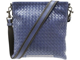 BOTTEGA VENETA　ボッテガ・ヴェネタ　ショルダーバッグ　イントレチャートレザー　ブルー　青色　斜め掛け　クロスボディ　メンズ　シンプル　カジュアル　定番　人気　ギフト　プレゼント包装可【中古】松山久万ノ台店