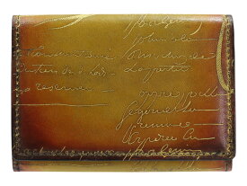 【箱・布袋付】BERLUTI　ベルルッティ　カードケース　カリグラフィ　ブラウン系　レザー　名刺入れ　カードホルダー　フランス　メンズ小物　プレゼント包装可　ギフト【中古】松山久万ノ台店