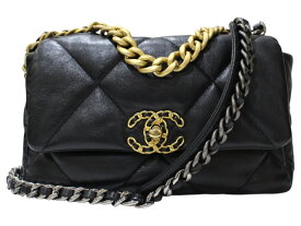 【布袋あり】CHANEL　シャネル　シャネル19　AS1160　ブラック　黒　ハンドバッグ　チェーンショルダーバッグ　2WAY　ラムスキン　シルバー　ゴールド　ココマーク　お洒落　レディース　ウィメンズ　シンプル　人気　プレゼント包装　ギフト【中古】松前R56号店