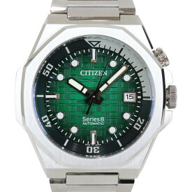 【販売証明書付】CITIZEN　シチズン　Series8　NB6060-58X　自動巻き　デイト　SS　グリーン　メンズ　腕時計　ウォッチ　プレゼント包装　ギフト【中古】松前R56号店