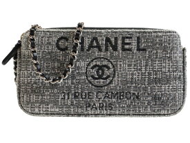 【箱・布袋・ギャラあり】CHANEL　シャネル　ドーヴィルライン チェーンウォレットバッグ　キャンバス　グレー　ショルダーバッグ　斜め掛け　小さめ　レディース　ギフト　プレゼント包装可【中古】松山久万ノ台店