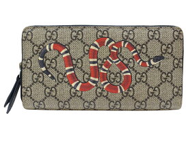 【箱・布袋あり】GUCCI　グッチ　GGスプリーム ジップアラウンドウォレット　451273　ロングウォレット　スネイクプリント　長財布　ブラウン系　メンズ　レディース　ユニセックス　プレゼント包装　ギフト【中古】松山久万ノ台店