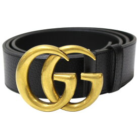 【箱・布袋・ショップカードあり】GUCCI　グッチ　ダブルGバックルベルト　406831　ブラック×ゴールド金具　約100～110cm　レザー　ベルト　小物　ファッション　メンズ　プレゼント包装可　ギフト【中古】松前R56号店