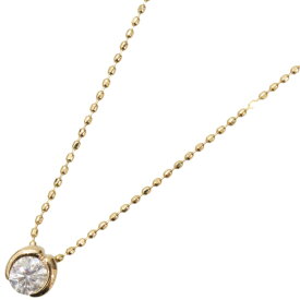 K18　イエローゴールド　1Pダイヤモンドネックレス　ダイヤモンド　0.20ct　40cm　1.5g　ジュエリー　シンプル　レディース　ギフト　プレゼント包装可【中古】松前R56号店