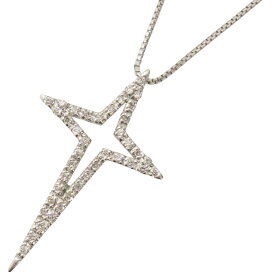 K18WG　ホワイトゴールド　メレダイヤ クロスペンダント　ダイヤモンド　0.28ct　39cm　4.1g　ジュエリー　デザインネックレス　シンプル　レディース　ギフト　プレゼント包装可【中古】松前R56号店