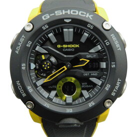 CASIO　カシオ　G-SHOCK　GA-2000-1A9JF　クオーツ　20気圧防水　カーボン　樹脂バンド　ブラック×イエロー　黒　黄　アナログデジタル　カジュアル　メンズ　腕時計　ウォッチ　プレゼント包装　ギフト【中古】新居浜店