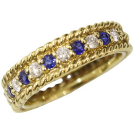 Christian Dior　クリスチャン ディオール　ダイヤサファイヤハーフエタニティリング　750　K18　ゴールド　ブルー　11号　レディース　ブランドジュエリー　プレゼント包装　ギフト【中古】松前R56号店