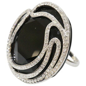 【箱あり】SWAROVSKI　スワロフスキー　ラインストーンリング　約14号　シルバー　ブラック　クリスタル　大ぶり　レディース　キラキラ　ブランドジュエリー　アクセサリー　プレゼント包装　ギフト【中古】松前R56号店