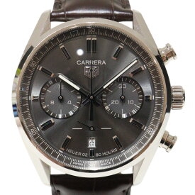 TAGHeuer　タグ・ホイヤー　カレラ　クロノグラフ　CBN2012.FC6483　自動巻き　デイト　SS　アリゲーターストラップ　グレー　ブラウン　メンズ　腕時計　ウォッチ　プレゼント包装　ギフト【中古】松山朝生田店