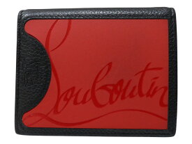 【箱・布袋あり】CHRISTIAN LOUBOUTIN 　クリスチャン・ルブタン　PAROS　コンパクトウォレット　125069H734　カーフレザー　ラバー　ブラック　レッド　財布　折り財布　メンズ　レディース　ユニセックス　ギフト　プレゼント包装　ギフト【中古】松山朝生田店